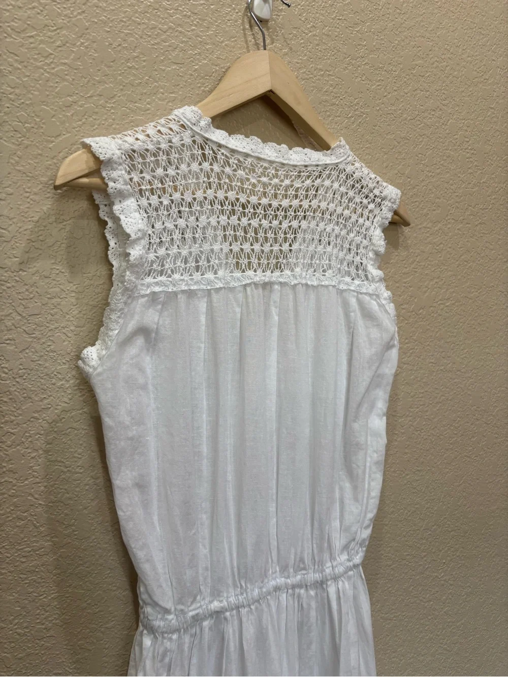 Cottagecore Boho Farmhouse White Cotton Tiered Midi Shirt Dress Croquet Romantic